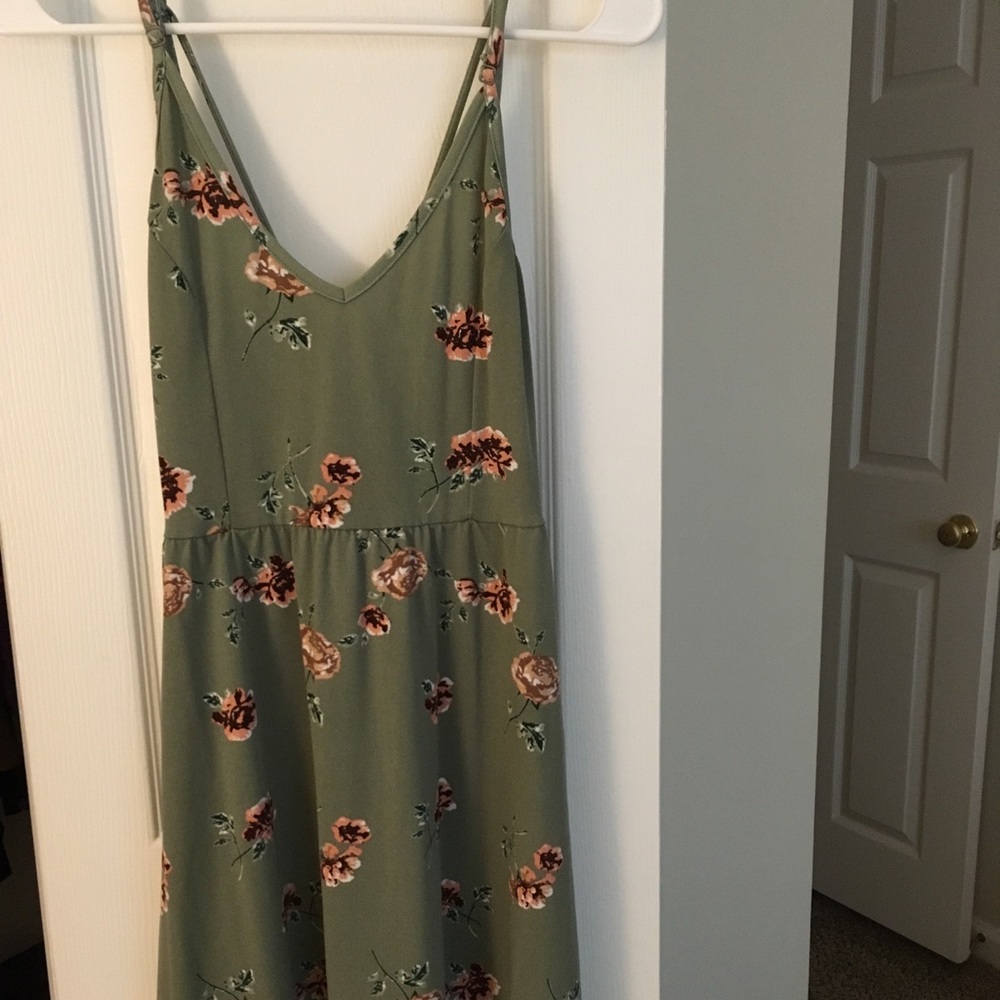Olive floral print dress
